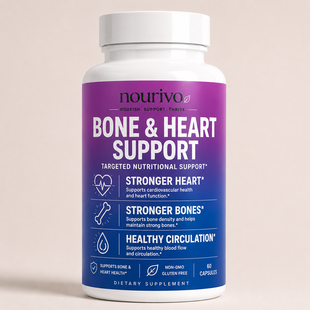 Bone & Heart Support | Vitamin D3 + K2 with Calcium & BioPerine
