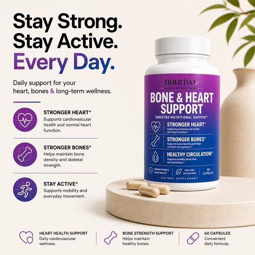 Bone & Heart Support | Vitamin D3 + K2 with Calcium & BioPerine