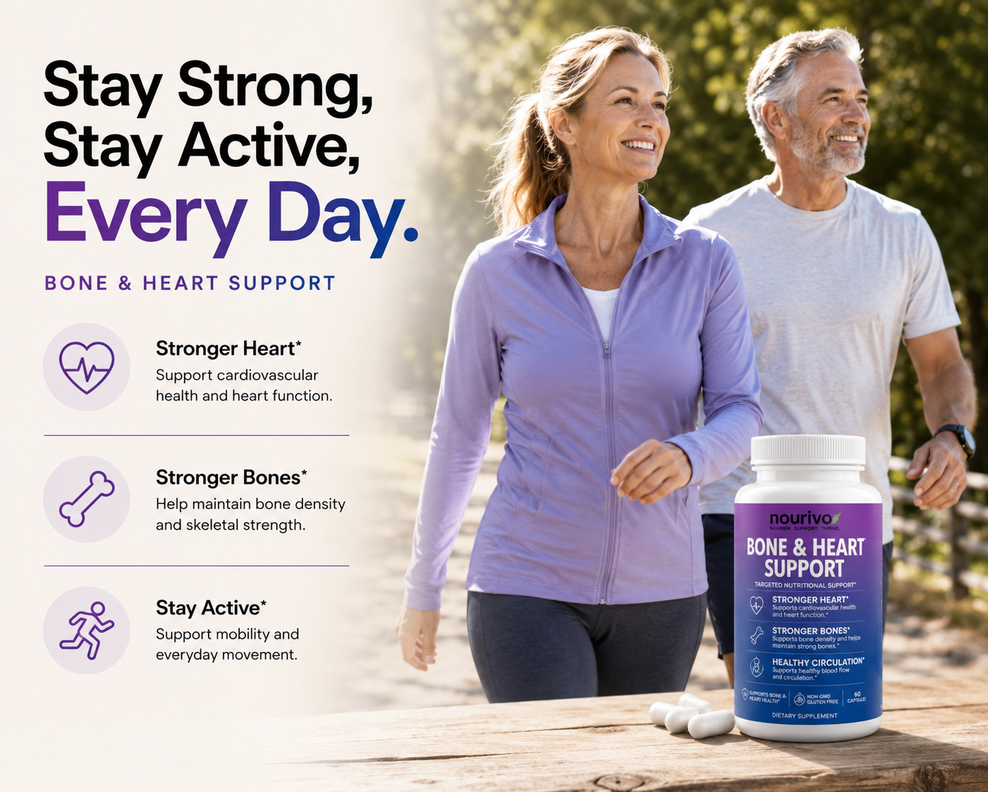 Bone & Heart Support | Vitamin D3 + K2 with Calcium & BioPerine