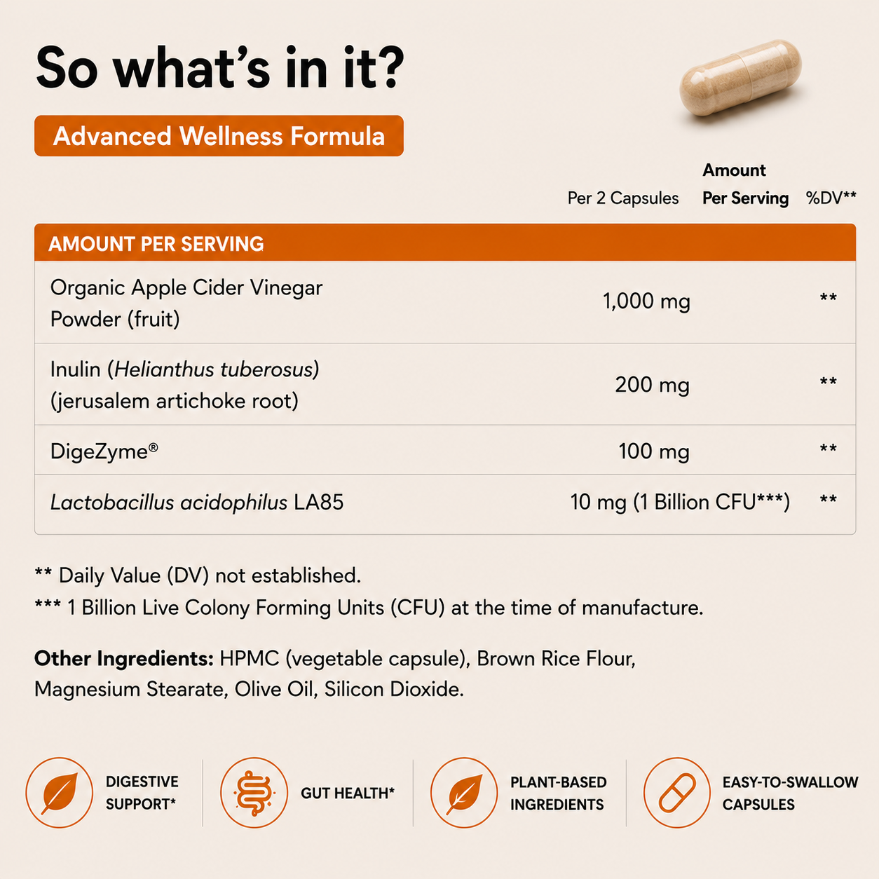 Apple Cider Vinegar Advanced Digestive Support, Gut Health & Wellness Formula