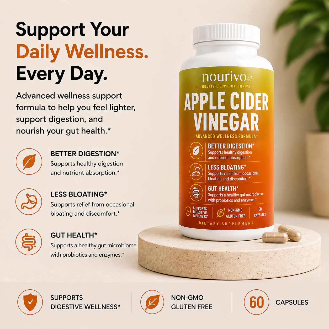 Apple Cider Vinegar Advanced Digestive Support, Gut Health & Wellness Formula