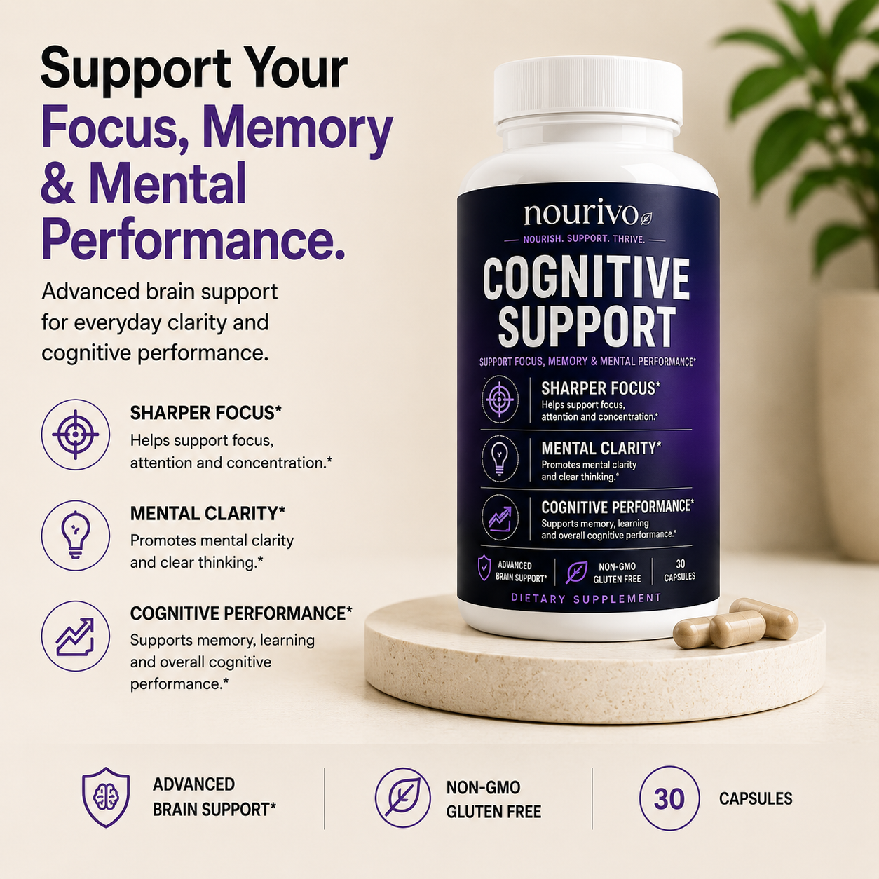Cognitive Support Advanced Focus, Memory & Mental Performance Formula
