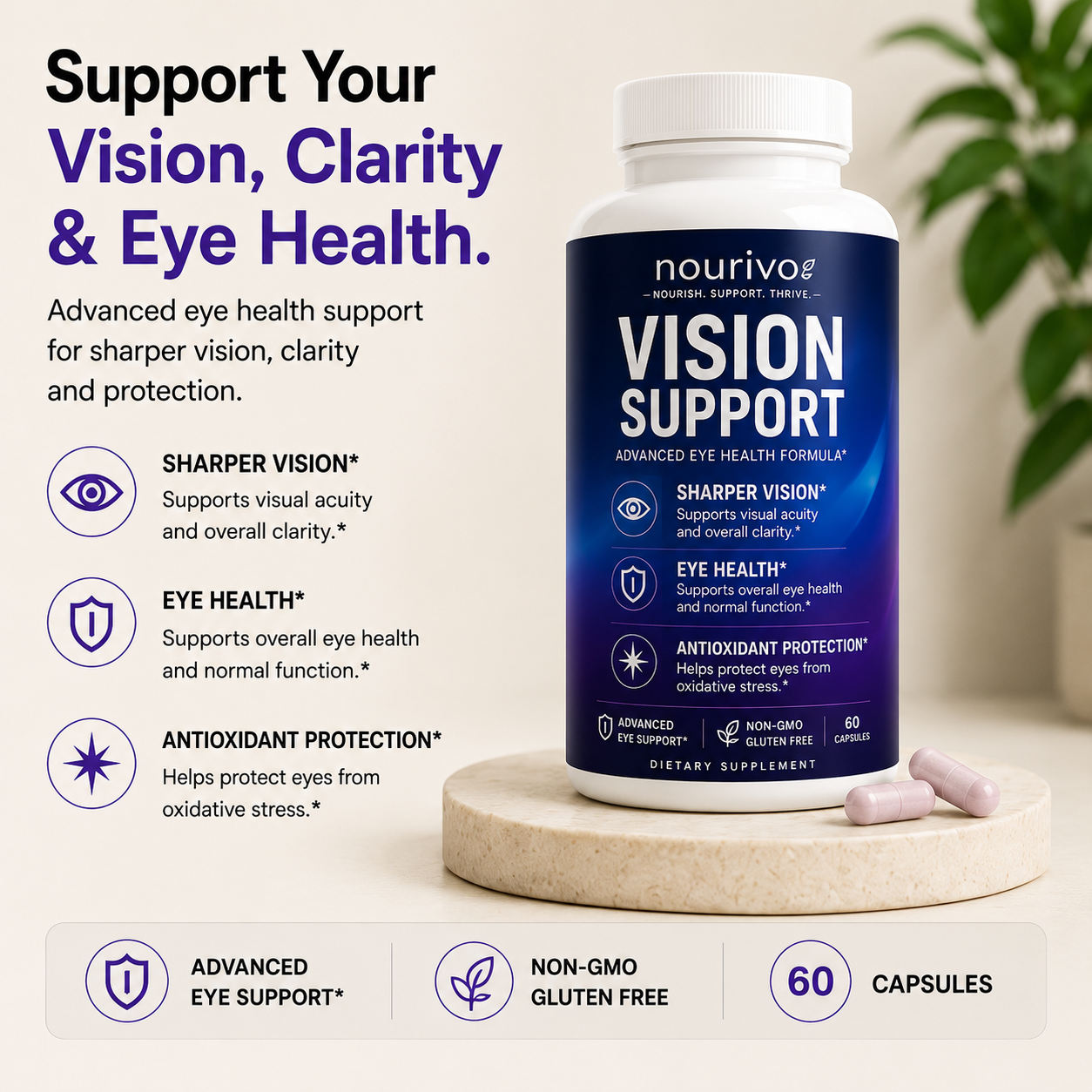 Vision Support Advanced Eye Health, Clarity & Antioxidant Protection Formula