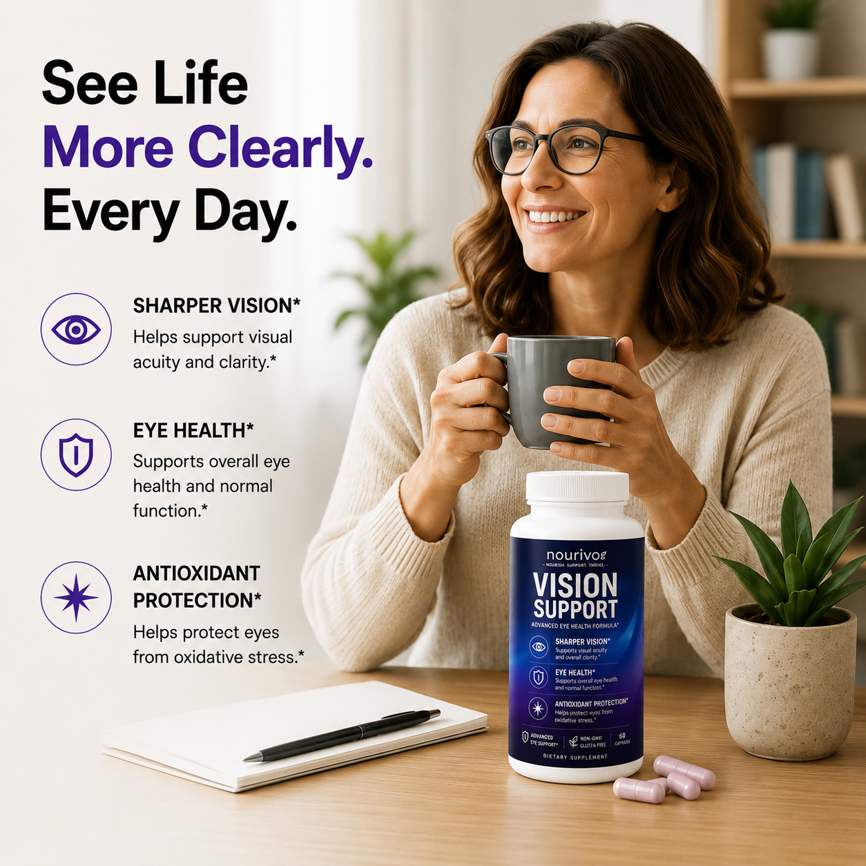 Vision Support Advanced Eye Health, Clarity & Antioxidant Protection Formula