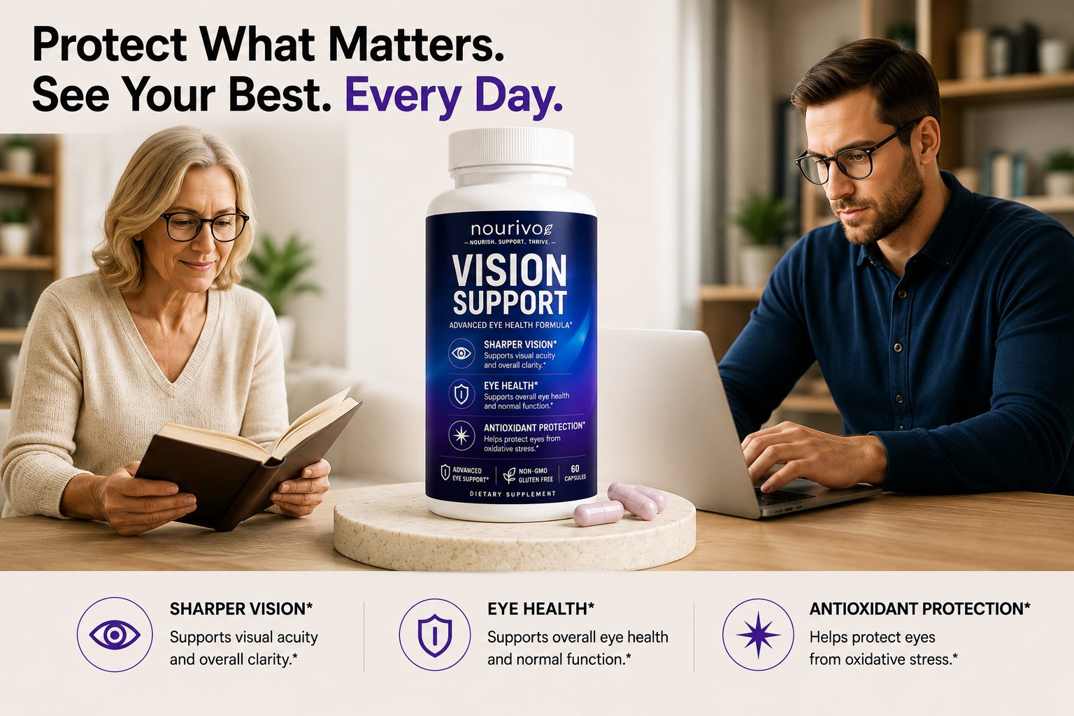 Vision Support Advanced Eye Health, Clarity & Antioxidant Protection Formula