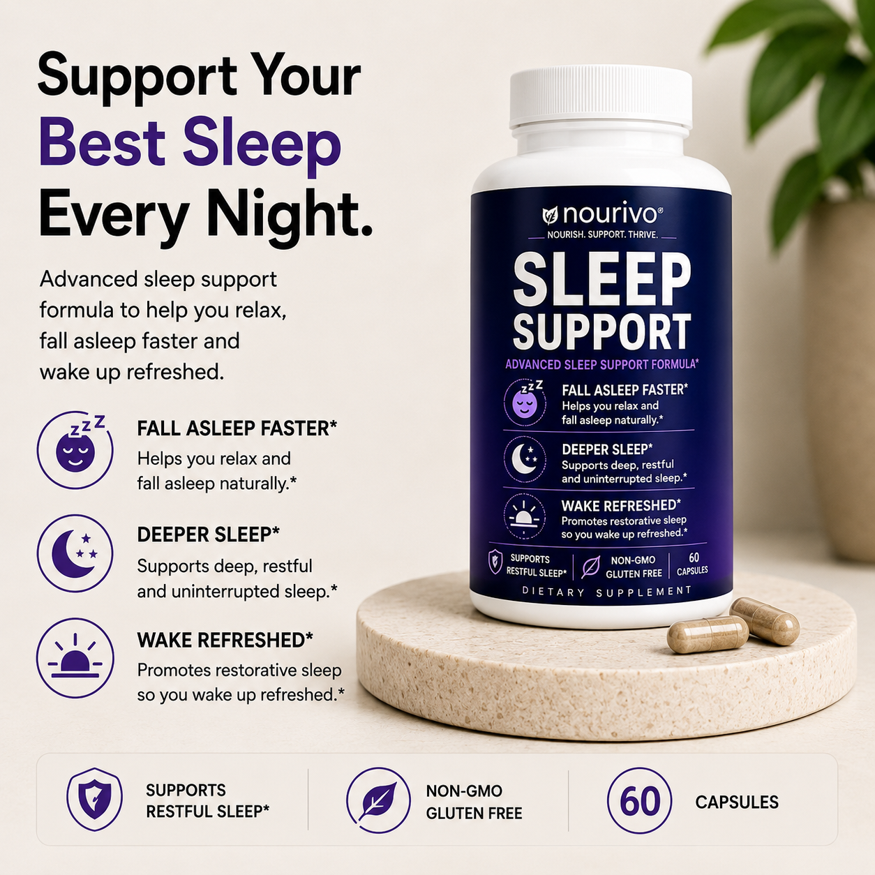 Sleep Support Advanced Restful Sleep, Relaxation & Recovery Formula