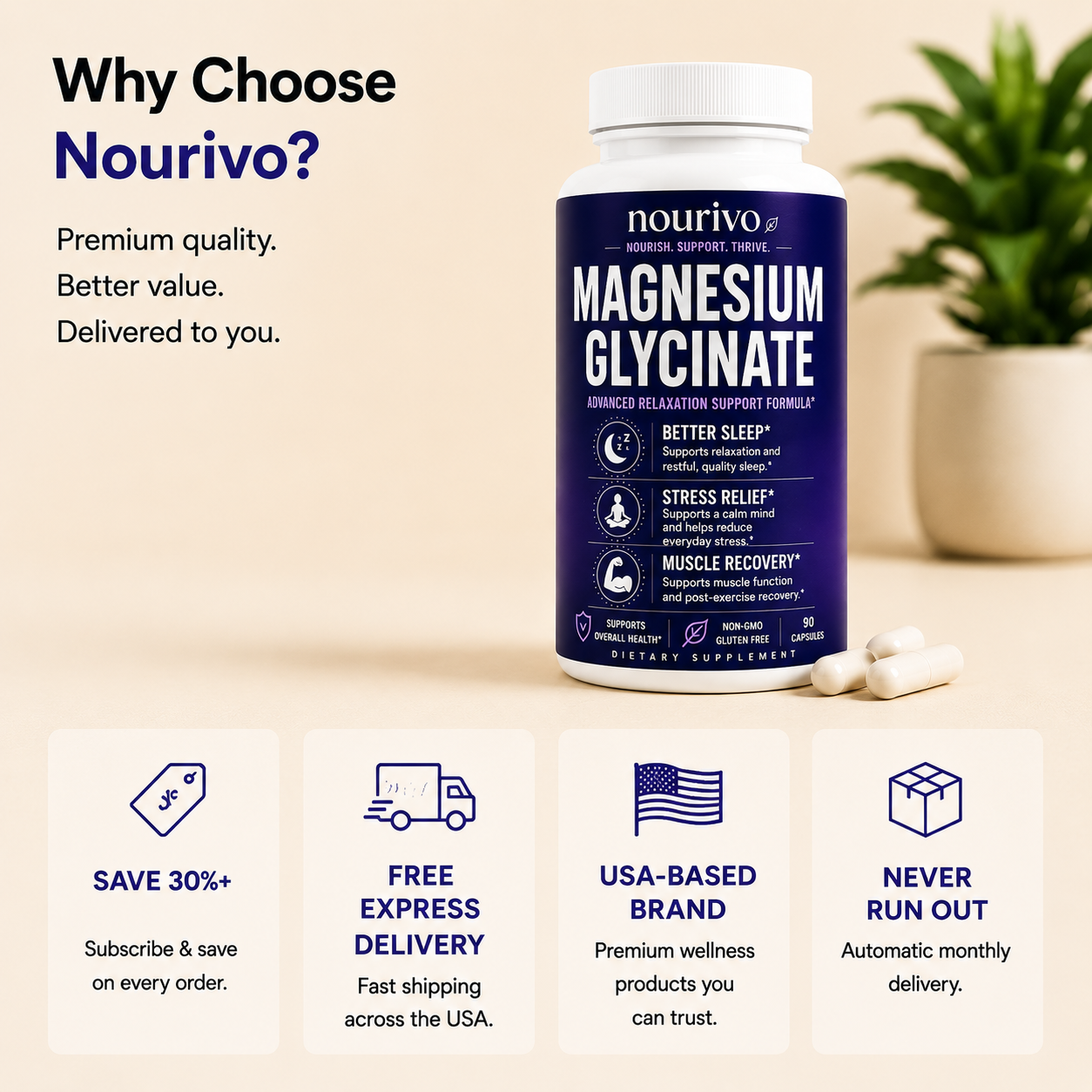 Magnesium Glycinate | High-Absorption Magnesium for Relaxation, Sleep & Muscle Support