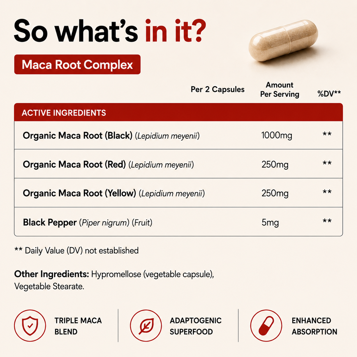 Maca Root Complex | Triple Maca Blend for Energy, Vitality & Hormonal Balance