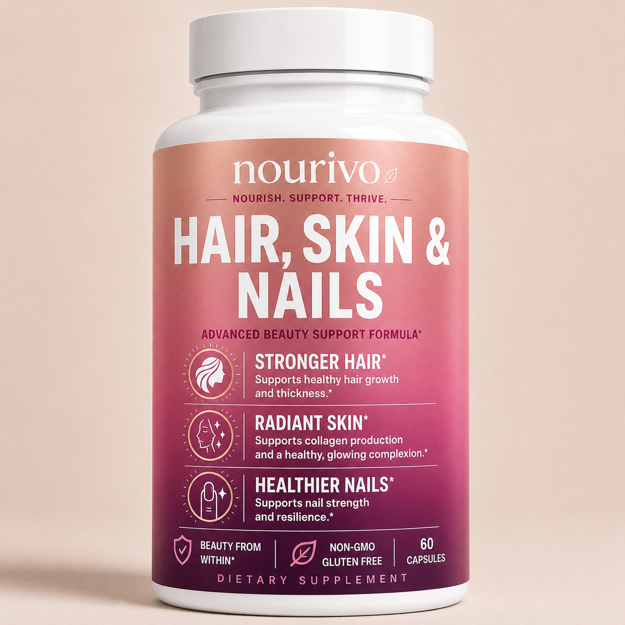 Hair, Skin & Nails Advanced Beauty Support, Collagen Health & Radiant Glow Formula
