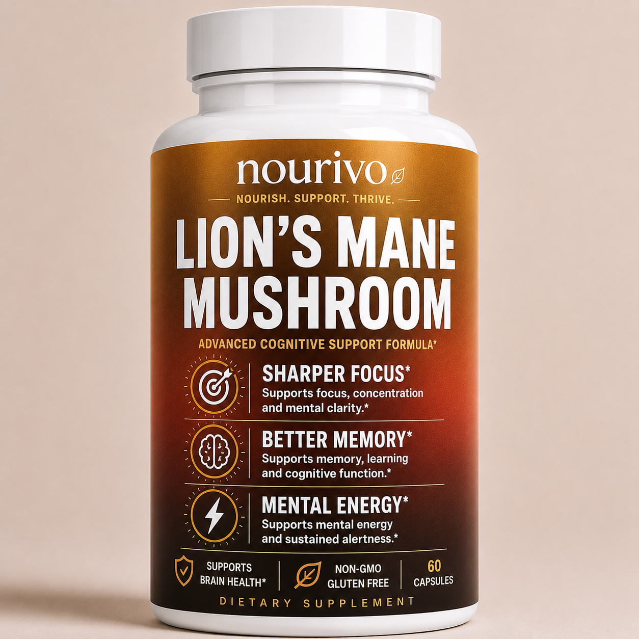 Lion’s Mane Mushroom Advanced Cognitive Support, Focus & Mental Clarity Formula