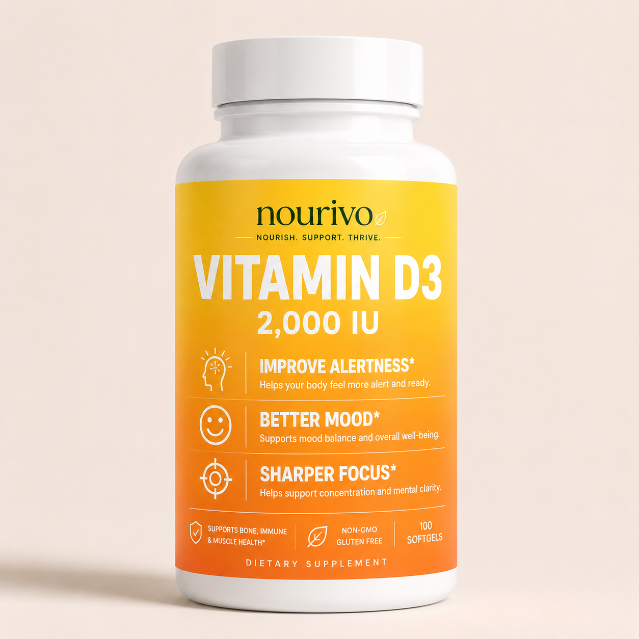 Vitamin D3 2,000 IU | Daily Immune, Mood & Energy Support
