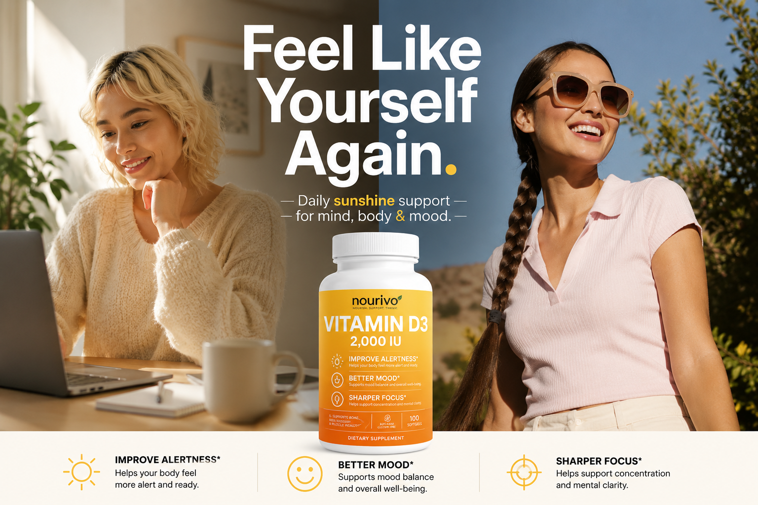 Vitamin D3 2,000 IU | Daily Immune, Mood & Energy Support