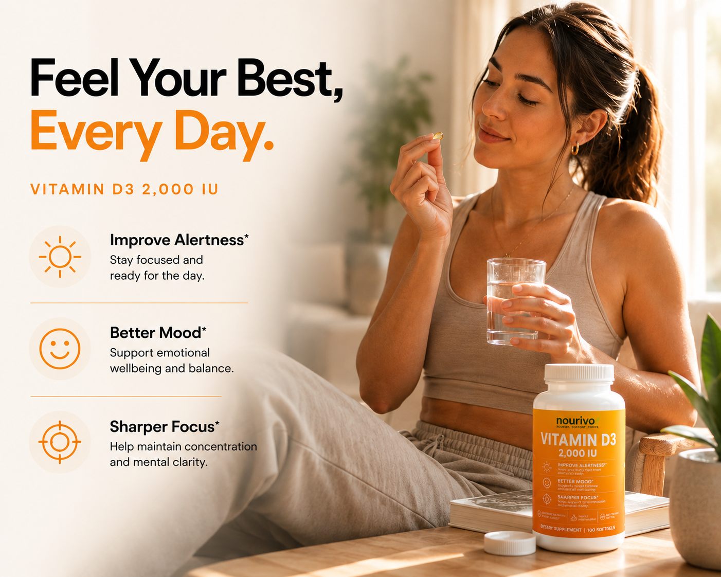 Vitamin D3 2,000 IU | Daily Immune, Mood & Energy Support