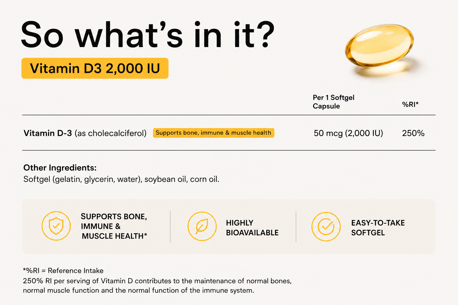 Vitamin D3 2,000 IU | Daily Immune, Mood & Energy Support